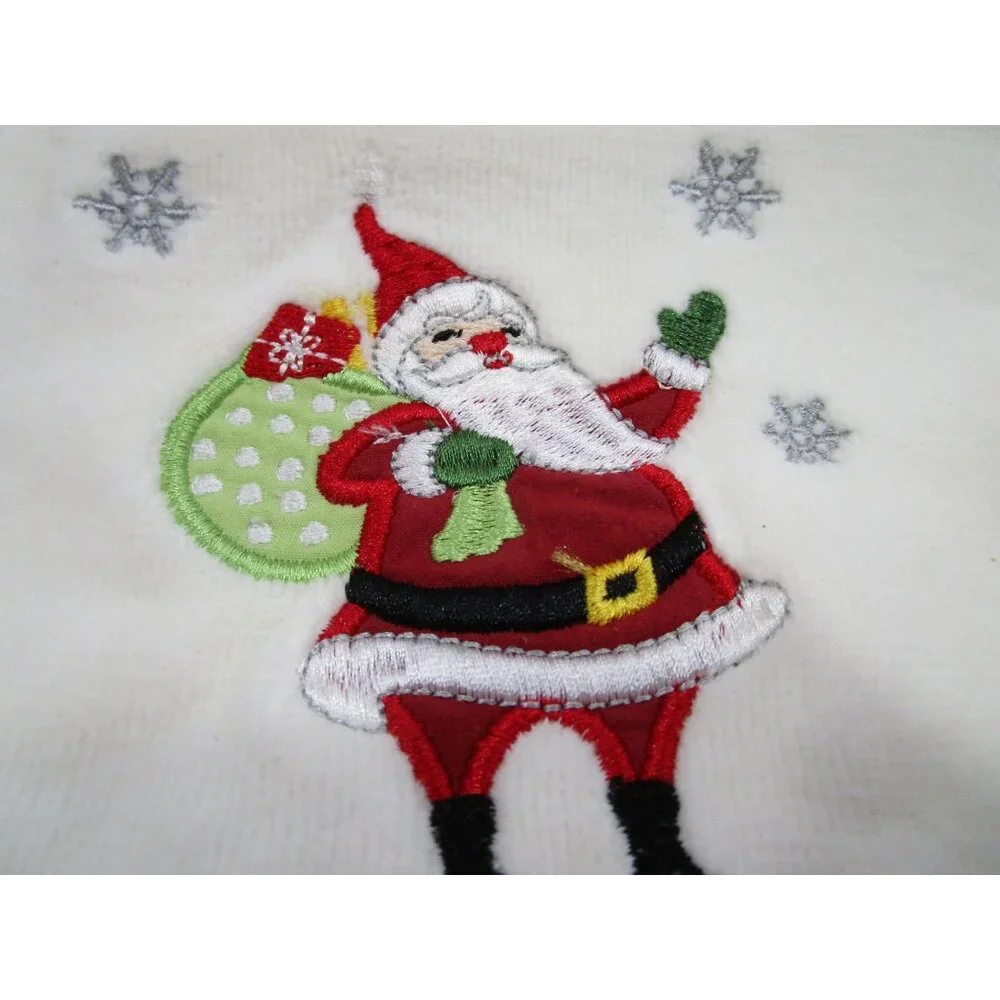Merry Christmas Santa Embroidered Holiday Hand Towel Jinglis and Joy EUC